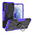 Silicone Matte Finish and Plastic Back Cover Case with Magnetic Finger Ring Stand T08 for Samsung Galaxy S21 5G Purple