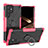 Silicone Matte Finish and Plastic Back Cover Case with Magnetic Finger Ring Stand T08 for Samsung Galaxy S24 Ultra 5G