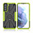 Silicone Matte Finish and Plastic Back Cover Case with Magnetic Finger Ring Stand T09 for Samsung Galaxy S22 5G