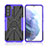 Silicone Matte Finish and Plastic Back Cover Case with Magnetic Finger Ring Stand T09 for Samsung Galaxy S22 5G Purple