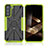 Silicone Matte Finish and Plastic Back Cover Case with Magnetic Finger Ring Stand T09 for Samsung Galaxy S24 5G