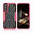 Silicone Matte Finish and Plastic Back Cover Case with Magnetic Finger Ring Stand T09 for Samsung Galaxy S24 5G