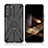 Silicone Matte Finish and Plastic Back Cover Case with Magnetic Finger Ring Stand T09 for Samsung Galaxy S24 Plus 5G Black