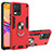 Silicone Matte Finish and Plastic Back Cover Case with Magnetic Finger Ring Stand Y01B for Realme 8 4G Red