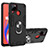 Silicone Matte Finish and Plastic Back Cover Case with Magnetic Finger Ring Stand Y01B for Realme C12