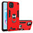 Silicone Matte Finish and Plastic Back Cover Case with Magnetic Finger Ring Stand Y01B for Realme C20A Red