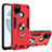 Silicone Matte Finish and Plastic Back Cover Case with Magnetic Finger Ring Stand Y01B for Realme C21Y Red