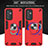 Silicone Matte Finish and Plastic Back Cover Case with Magnetic Finger Ring Stand Y01B for Samsung Galaxy Quantum2 5G