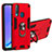 Silicone Matte Finish and Plastic Back Cover Case with Magnetic Finger Ring Stand Y01B for Vivo Y3 Red