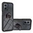 Silicone Matte Finish and Plastic Back Cover Case with Magnetic Finger Ring Stand YB1 for Motorola Moto G53 5G Black