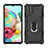 Silicone Matte Finish and Plastic Back Cover Case with Magnetic Finger Ring Stand YF1 for Samsung Galaxy A71 4G A715