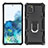 Silicone Matte Finish and Plastic Back Cover Case with Magnetic Finger Ring Stand YF1 for Samsung Galaxy A91