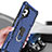 Silicone Matte Finish and Plastic Back Cover Case with Magnetic Finger Ring Stand YF1 for Samsung Galaxy M32 5G