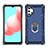 Silicone Matte Finish and Plastic Back Cover Case with Magnetic Finger Ring Stand YF1 for Samsung Galaxy M32 5G