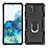 Silicone Matte Finish and Plastic Back Cover Case with Magnetic Finger Ring Stand YF1 for Samsung Galaxy M60s