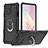 Silicone Matte Finish and Plastic Back Cover Case with Magnetic Finger Ring Stand YF1 for Samsung Galaxy M80S Black