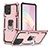 Silicone Matte Finish and Plastic Back Cover Case with Magnetic Finger Ring Stand YF1 for Samsung Galaxy M80S Rose Gold