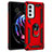 Silicone Matte Finish and Plastic Back Cover Case with Magnetic Finger Ring Stand Z01 for Motorola Moto Edge S Pro 5G Red