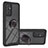 Silicone Matte Finish and Plastic Back Cover Case with Magnetic Finger Ring Stand ZJ1 for Samsung Galaxy A05s Black