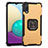 Silicone Matte Finish and Plastic Back Cover Case with Magnetic Finger Ring Stand ZJ1 for Samsung Galaxy M02 Gold