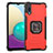 Silicone Matte Finish and Plastic Back Cover Case with Magnetic Finger Ring Stand ZJ1 for Samsung Galaxy M02 Red