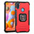 Silicone Matte Finish and Plastic Back Cover Case with Magnetic Finger Ring Stand ZJ2 for Samsung Galaxy A11 Red