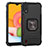 Silicone Matte Finish and Plastic Back Cover Case with Magnetic Finger Ring Stand ZJ2 for Samsung Galaxy M01 Black