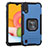 Silicone Matte Finish and Plastic Back Cover Case with Magnetic Finger Ring Stand ZJ2 for Samsung Galaxy M01 Blue