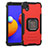 Silicone Matte Finish and Plastic Back Cover Case with Magnetic Finger Ring Stand ZJ2 for Samsung Galaxy M01 Core Red