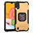 Silicone Matte Finish and Plastic Back Cover Case with Magnetic Finger Ring Stand ZJ2 for Samsung Galaxy M01 Gold