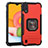 Silicone Matte Finish and Plastic Back Cover Case with Magnetic Finger Ring Stand ZJ2 for Samsung Galaxy M01 Red