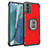 Silicone Matte Finish and Plastic Back Cover Case with Magnetic Finger Ring Stand ZJ2 for Samsung Galaxy Note 20 5G Red