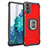 Silicone Matte Finish and Plastic Back Cover Case with Magnetic Finger Ring Stand ZJ2 for Samsung Galaxy S20 FE 5G Red