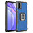 Silicone Matte Finish and Plastic Back Cover Case with Magnetic Finger Ring Stand ZJ2 for Xiaomi Redmi 9 Power Blue