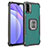 Silicone Matte Finish and Plastic Back Cover Case with Magnetic Finger Ring Stand ZJ2 for Xiaomi Redmi 9 Power Green