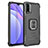 Silicone Matte Finish and Plastic Back Cover Case with Magnetic Finger Ring Stand ZJ2 for Xiaomi Redmi Note 9 4G Black