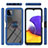 Silicone Matte Finish and Plastic Back Cover Case with Magnetic Finger Ring Stand ZJ5 for Samsung Galaxy A22 5G