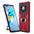 Silicone Matte Finish and Plastic Back Cover Case with Magnetic Finger Ring Stand ZL1 for Huawei Mate 40 Pro+ Plus Red