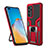 Silicone Matte Finish and Plastic Back Cover Case with Magnetic Finger Ring Stand ZL1 for Huawei P40 Red