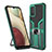 Silicone Matte Finish and Plastic Back Cover Case with Magnetic Finger Ring Stand ZL1 for Samsung Galaxy A02s Green