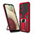 Silicone Matte Finish and Plastic Back Cover Case with Magnetic Finger Ring Stand ZL1 for Samsung Galaxy M02s Red