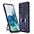 Silicone Matte Finish and Plastic Back Cover Case with Magnetic Finger Ring Stand ZL1 for Samsung Galaxy S20 Plus Blue