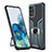 Silicone Matte Finish and Plastic Back Cover Case with Magnetic Finger Ring Stand ZL1 for Samsung Galaxy S20 Plus Cyan