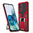 Silicone Matte Finish and Plastic Back Cover Case with Magnetic Finger Ring Stand ZL1 for Samsung Galaxy S20 Plus Red