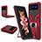 Silicone Matte Finish and Plastic Back Cover Case with Magnetic Finger Ring Stand ZL1 for Samsung Galaxy Z Flip3 5G Red