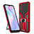 Silicone Matte Finish and Plastic Back Cover Case with Magnetic Finger Ring Stand ZL1 for Xiaomi Redmi 9A Red