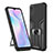 Silicone Matte Finish and Plastic Back Cover Case with Magnetic Finger Ring Stand ZL1 for Xiaomi Redmi 9AT Black