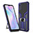 Silicone Matte Finish and Plastic Back Cover Case with Magnetic Finger Ring Stand ZL1 for Xiaomi Redmi 9i Blue