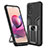 Silicone Matte Finish and Plastic Back Cover Case with Magnetic Finger Ring Stand ZL1 for Xiaomi Redmi Note 10 4G Black