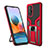 Silicone Matte Finish and Plastic Back Cover Case with Magnetic Finger Ring Stand ZL1 for Xiaomi Redmi Note 10 Pro 4G Red